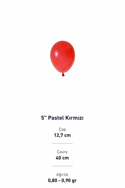 5” Kırmızı  Pastel balon Evi 100’lü