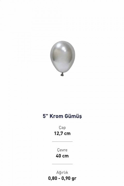 5”  Krom Gümüş Gold Balon Evi 100’lü