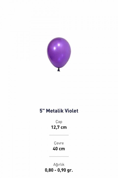 5”  Metalik Mor Balon Evi 100’lü