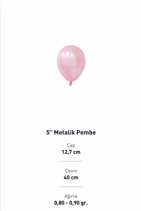5”  Metalik Pembe Balon Evi 100’lü