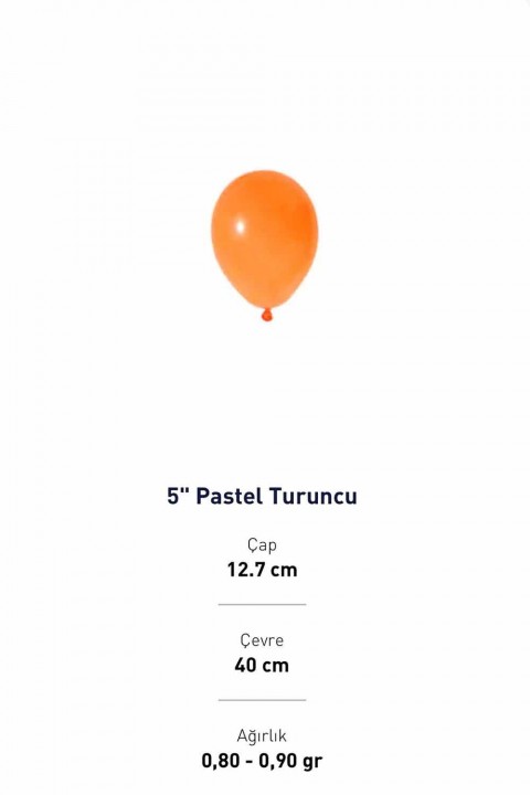 5” Turuncu  Pastel balon Evi 100’lü