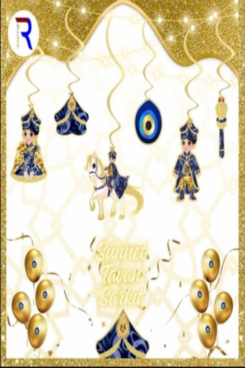 6’lı Gold Sünnet Tavan Sarkıt Süsü