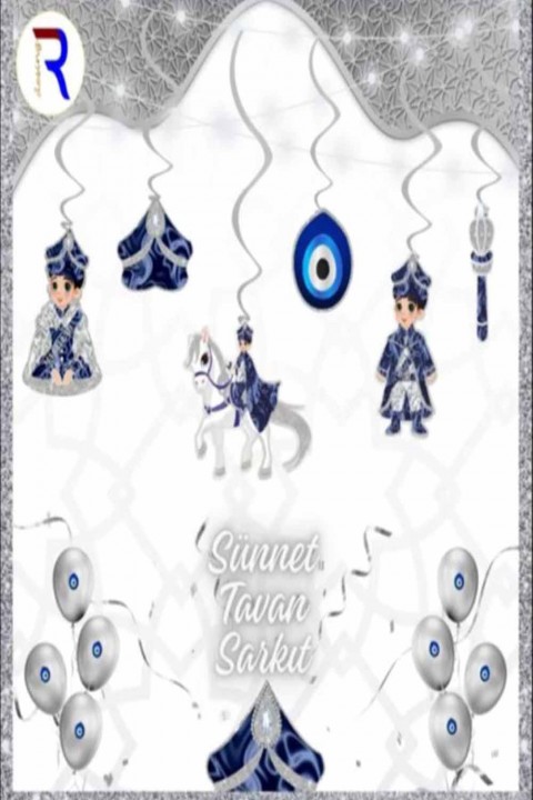 6’lı Gümüş Sünnet Tavan Sarkıt Süsü