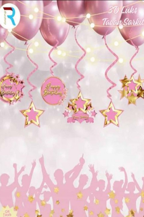 6’lı Lüks Tavan Süsü Pembe