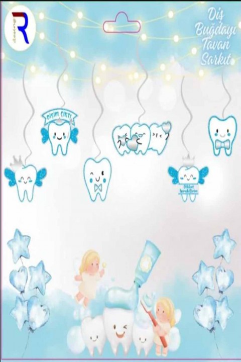 6’lı Mavi Dişim Çıktı Tavan Sarkıt Süsü