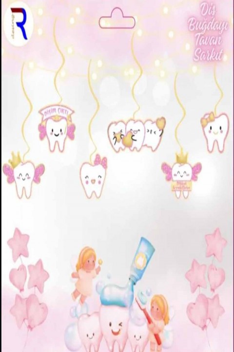 6’lı Pembe Dişim Çıktı Tavan Sarkıt Süsü