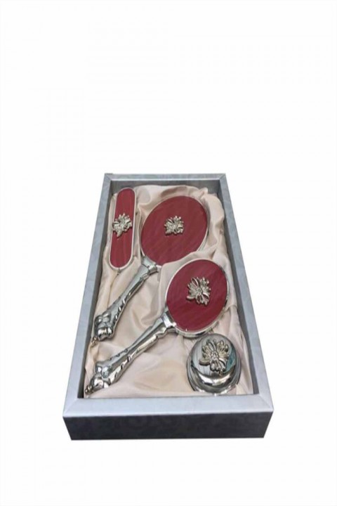 Ayna Tarak Bordo Gümüş Takım