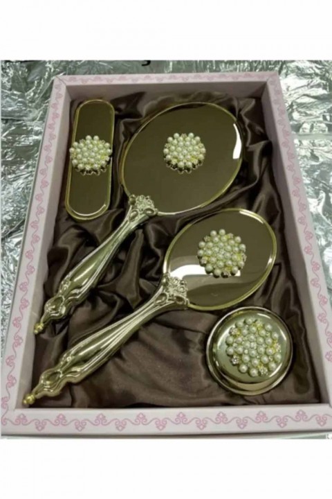 Ayna Tarak Lüks İnci Çelenk Takım