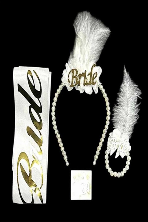 Bride 4’lü İncili Set Gold Gümüş