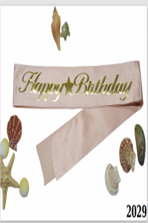 Bride Happy Birthday Pudra Üzeri Gold Baskılı Kuşak