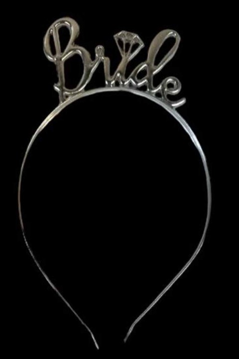 Bride Yazılı Metal Gümüş Taç