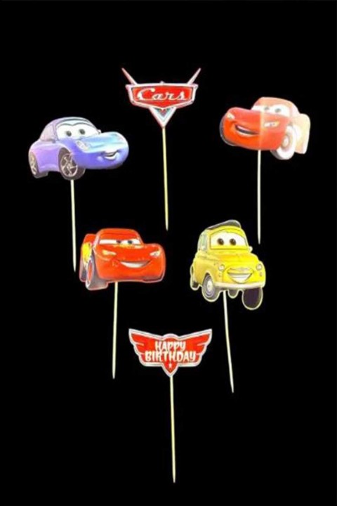 Cars Karekterli Pasta Süsü Kürdan 6’lı