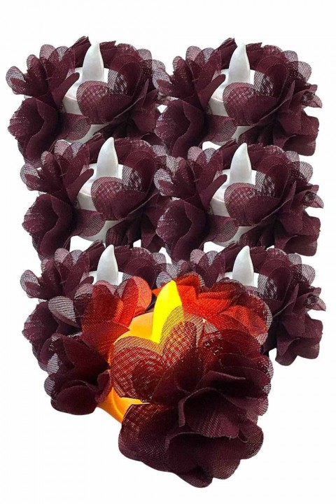 Tekli Paket Alım Ledli Bordo Kumaş Güllü 12’li