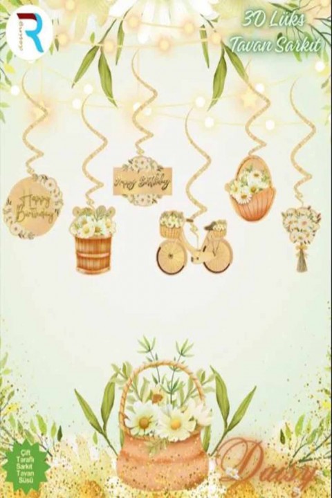 Çiçekli 6’lı Lüks Tavan Süsü