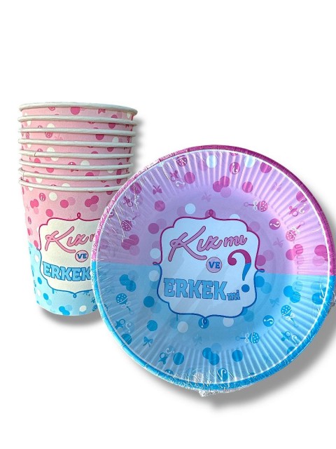 Cinsiyet Karekterli Tabak Bardak 8’li