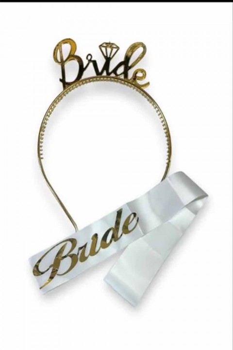 Gold Mika Taç ( Bride To Be Yazısı ) Kuşak Set 2’li