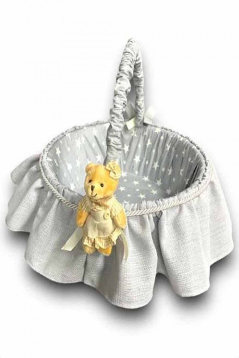 Gri Ayıcıklı Bebek  Sepeti