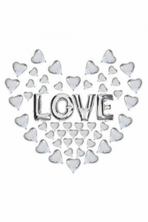 Gümüş Love Kalpli Folyo Balon