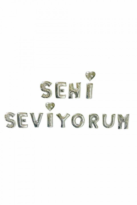 Gümüş Seni Seviyorum Yazılı Folyo Balon