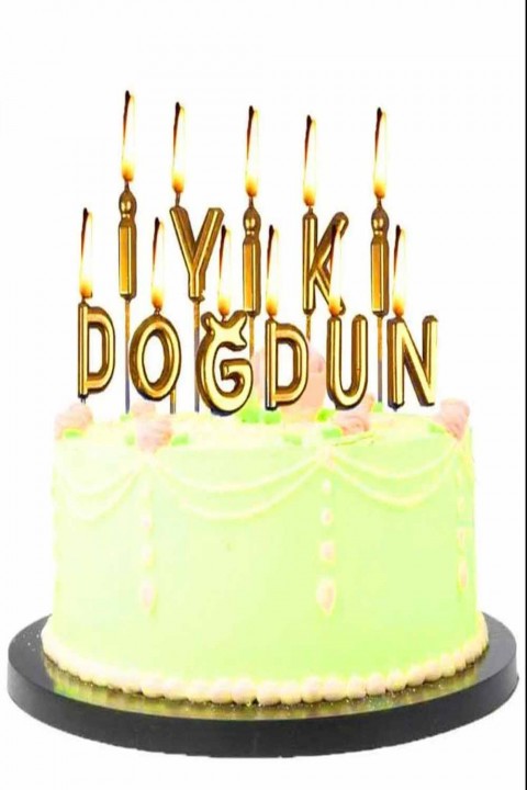 İyiki Doğdun Gold Gümüş Yazılı Pasta Mumu