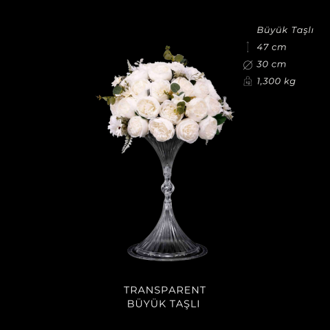 Kadeh Vazo Taşlı Şeffaf