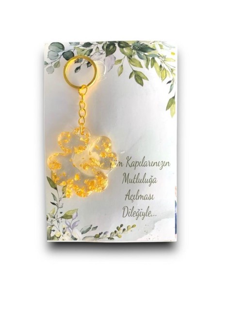 Kalp Model Çiçek Eppoksi Anahtarlık 20’li