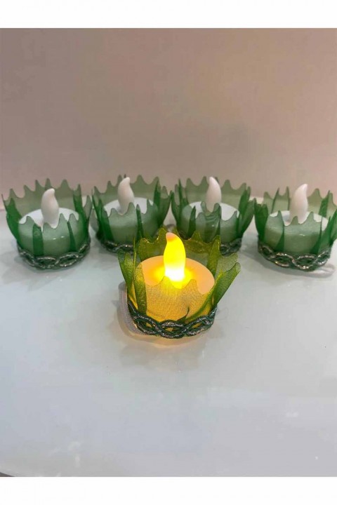 10’lu Paket Alım Ledli El Gülü Yeşil Fırfırlı 12’li