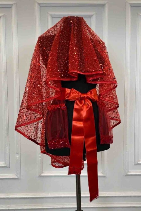 Kırmızı Otantik Model  3’lü Takım Duvak