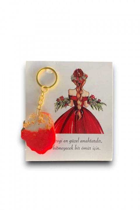 Kırmızı Süslemeli Epoksi Anahtarlık 20’li