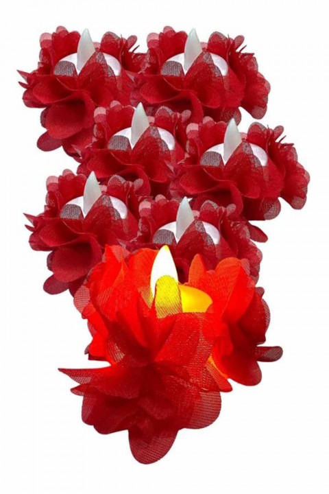 Tekli Paket Alım Ledli Kırmızı Kumaş Güllü 12’li