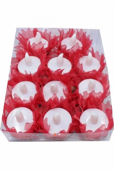 Tekli Paket Alım Ledli El Gülü Kırmızı Fırfırlı 12’li