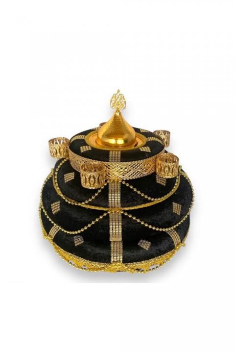 Kubbeli Üç Katlı Siyah Lüks Sepet Takımı