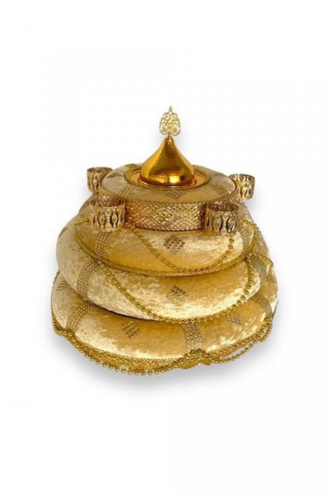 Kubbeli Üç Katlı Gold Lüks Sepet Takımı