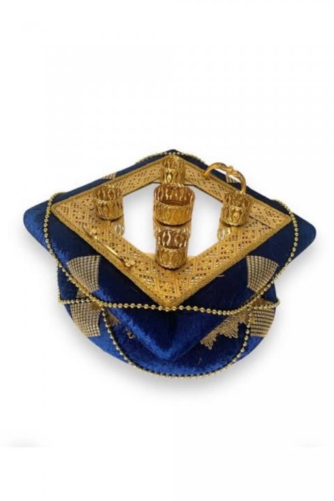 Kubbeli Kare Model Lacivert Lüks Sepet Takımı