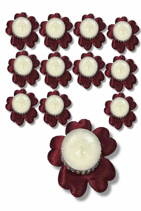 20’li Alım Bordo El Gülü Mumlu 12’li