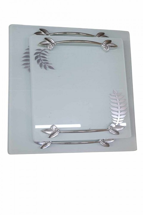 Nişan Tepsisi Yaprak Kare Gold Gümüş