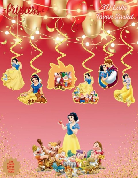 Pamuk Prenses Yedi Cüceler 6’lı Lüks Tavan Süsü