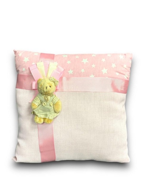 Pembe Ayıcıklı Süslü Yastık