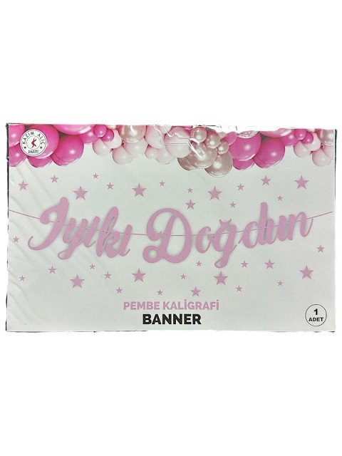 Pembe İyiki Doğdun Kaliğrafi Yazı Banner