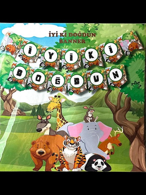 Safari İyiki Doğdun Karton Flama