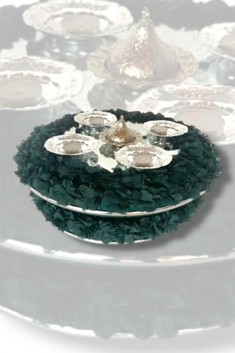 Kubbeli Lazer Güllü Yeşil Lüks Sepet Takımı