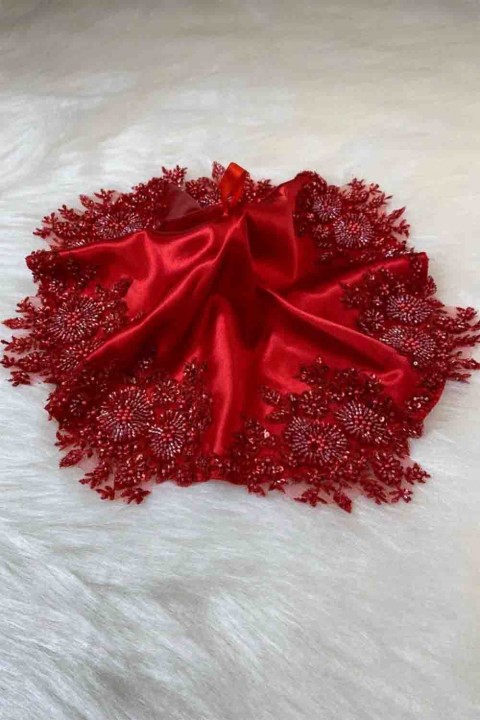 Saten Aplikli Lüks Gelin Mendili 8 Renk