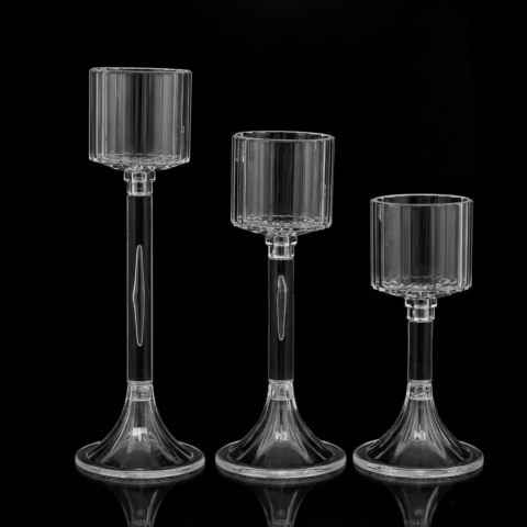 Şeffaf 3'lü Fanus Mumluk