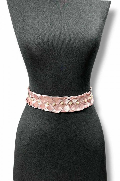 Pudra Örgülü Taşlı Gelin Kemeri
