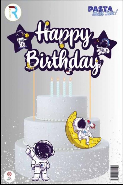 Uzay Karakter Happy Birthday Pasta Süsü