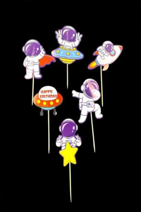 Uzay Karekterli Pasta Süsü Kürdan 6’lı