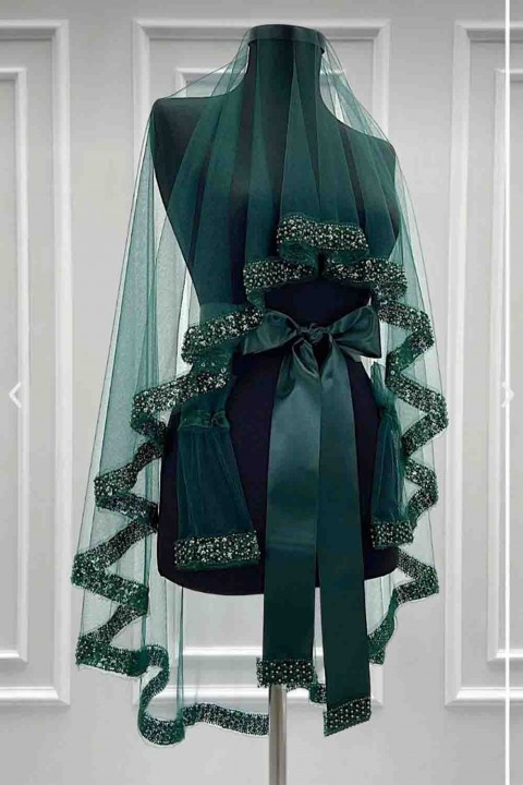 Yeşil Kemer Taşlı Duvak Takım