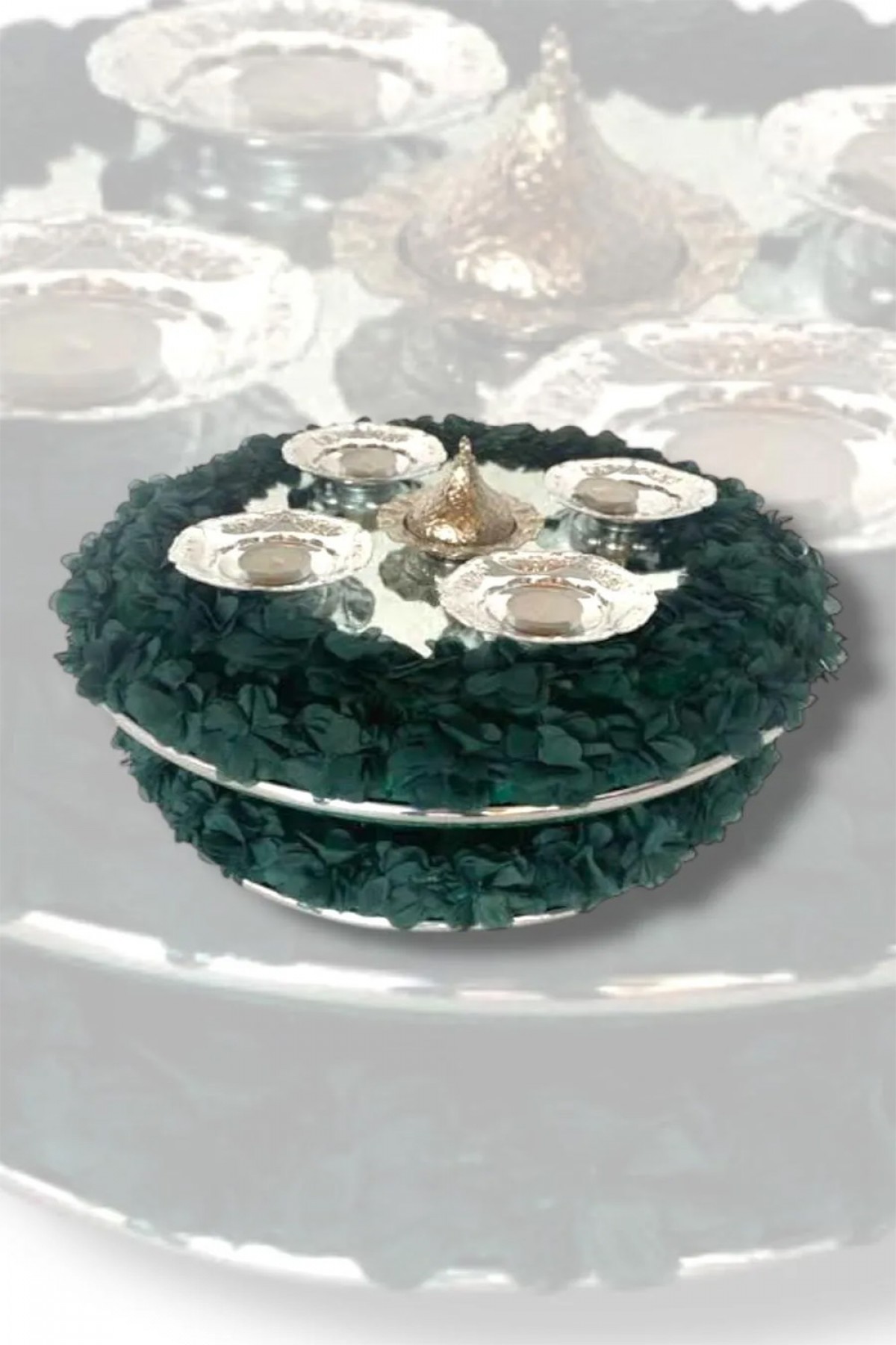 Kubbeli Lazer Güllü Yeşil Lüks Sepet Takımı Kubbeli Lazer Güllü Yeşil Lüks Sepet Takımı