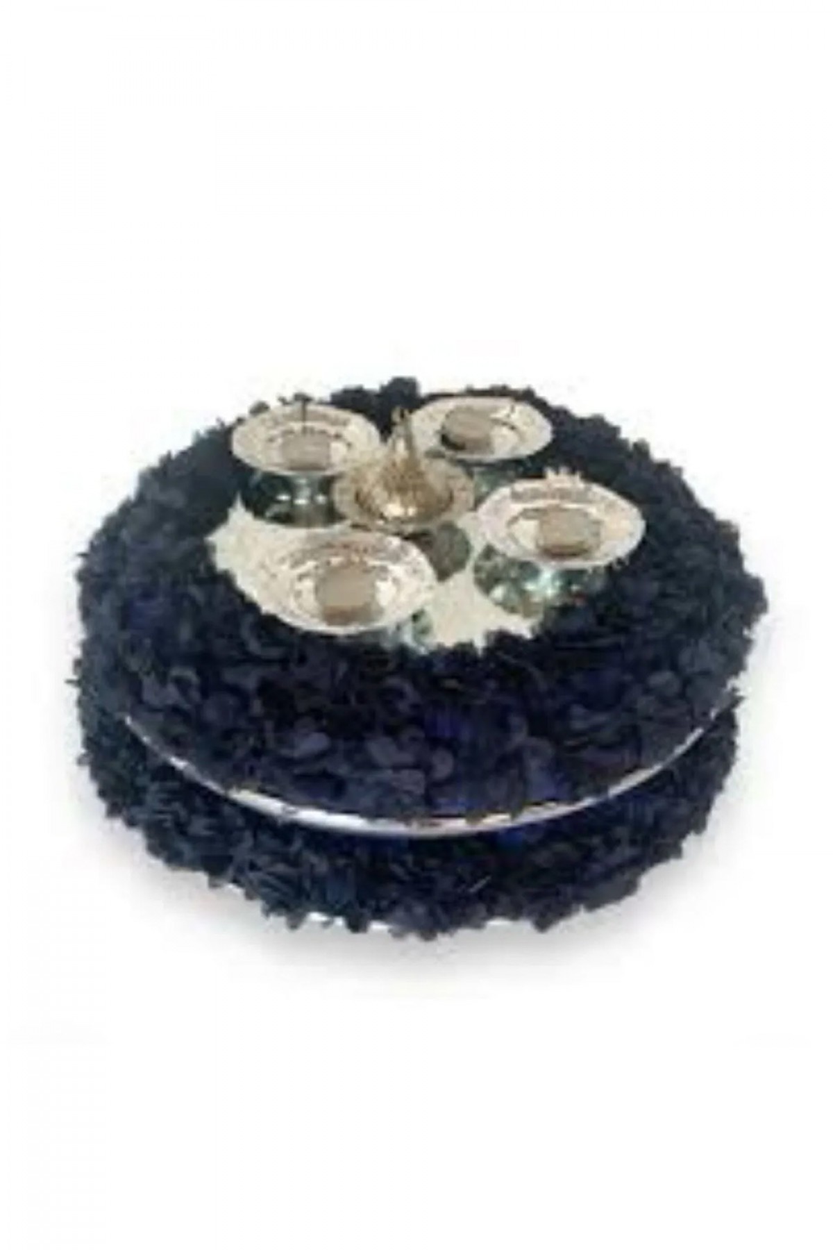 Kubbeli Lazer Güllü Siyah Lüks Sepet Takımı