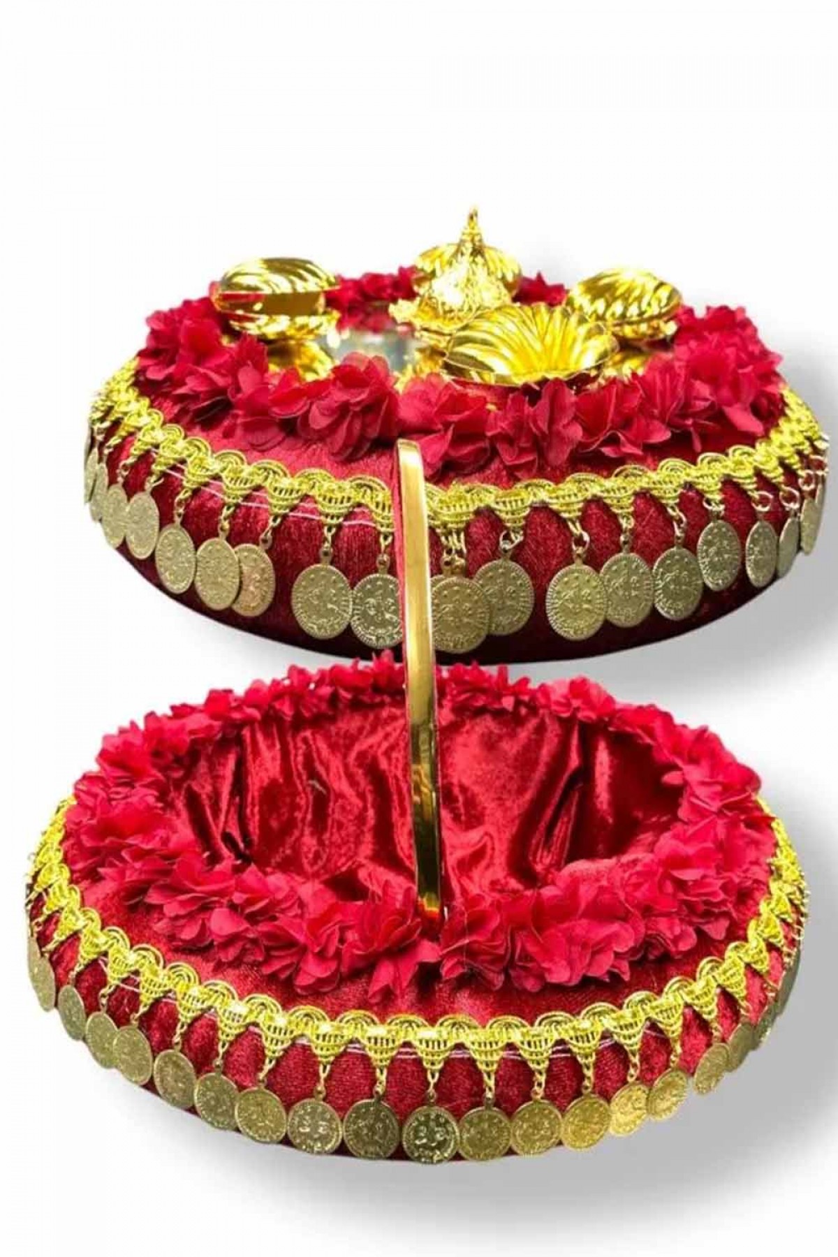 Bordo İstiridyeli Büyük  Paralı Sepet Takımı